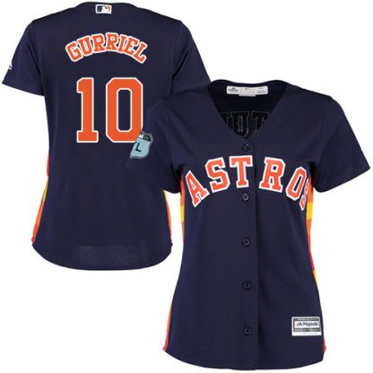 Houston Astros #10 Yuli Gurriel Navy Blue Alternate Women's Stitched MLB Jersey