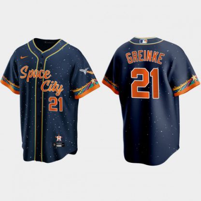 Houston Houston Astros #21 Zack Greinke Navy Men's Nike 2021 City Connect Replica MLB Jersey