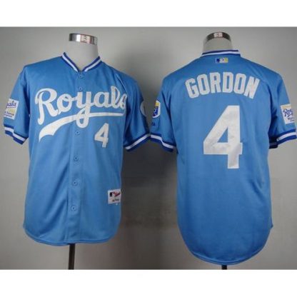 Kansas City Royals #4 Alex Gordon Light Blue 1985 Turn Back The Clock Stitched MLB Jersey