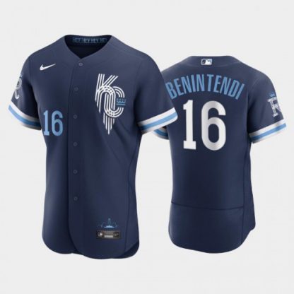 Kansas City Kansas City Royals #16 Andrew Benintendi Men's Nike Authentic 2022 City Connect Navy Jersey