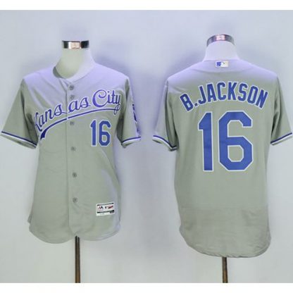 Kansas City Royals #16 Bo Jackson Grey Flexbase Authentic Collection Stitched MLB Jersey