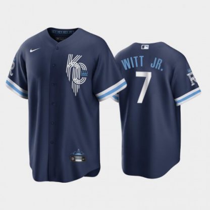 Kansas City Kansas City Royals #7 Bobby Witt Jr. Men's Nike Game Replica 2022 City Connect Navy Jersey