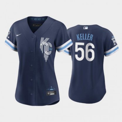 Kansas City Kansas City Royals #56 Brad Keller Women's Replica 2022 City Connect Navy Jersey