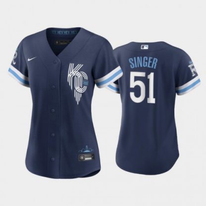 Kansas City Kansas City Royals #51 Brady Singer Women's Replica 2022 City Connect Navy Jersey