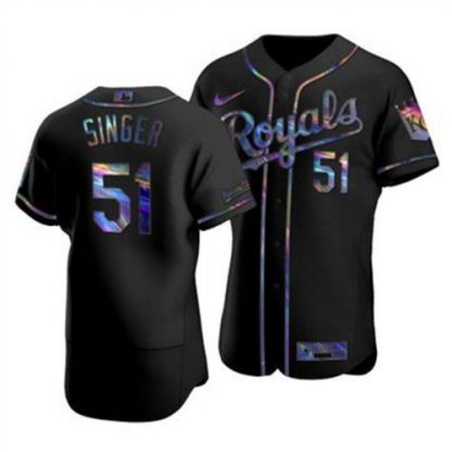 Kansas City Kansas City Royals #51 Brady Singer Men's Nike Iridescent Holographic Collection MLB Jersey - Black