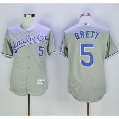 Kansas City Royals #5 George Brett Grey Flexbase Authentic Collection Stitched MLB Jersey