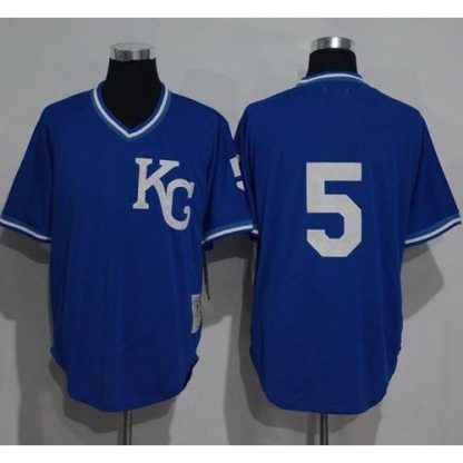 Mitchell And Ness 1989 Kansas City Royals #5 George Brett Blue Throwback Stitched MLB Jersey