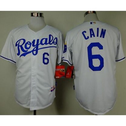 Kansas City Royals #6 Lorenzo Cain White Cool Base Stitched MLB Jersey