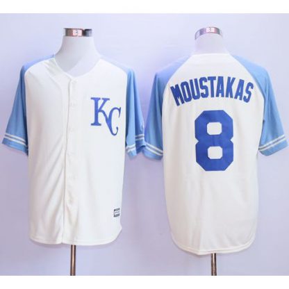 Kansas City Royals #8 Mike Moustakas Cream Exclusive Vintage Stitched MLB Jersey