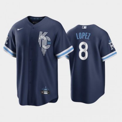 Kansas City Kansas City Royals #8 Nicky Lopez Men's Nike Game Replica 2022 City Connect Navy Jersey