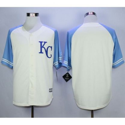 Kansas City Royals Blank Cream Exclusive Vintage Stitched MLB Jersey