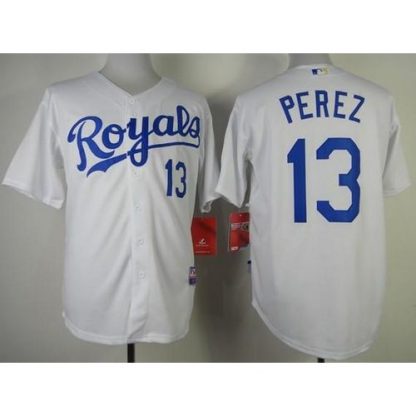 Kansas City Royals #13 Salvador Perez White Cool Base Stitched MLB Jersey