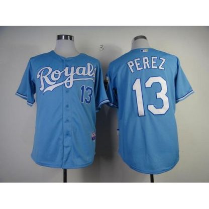 Kansas City Royals #13 Salvador Perez Light Blue Cool Base Stitched MLB Jersey