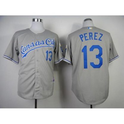 Kansas City Royals #13 Salvador Perez Grey Cool Base Stitched MLB Jersey