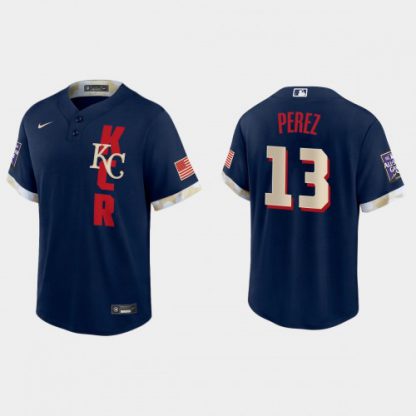 Kansas City Kansas City Royals #13 Salvador Perez 2021 Mlb All Star Game Fan's Version Navy Jersey