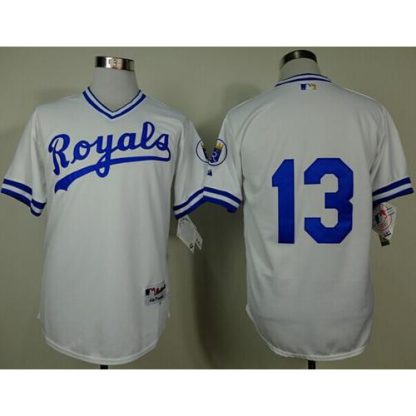 Kansas City Royals #13 Salvador Perez White 1974 Turn Back The Clock Stitched MLB Jersey