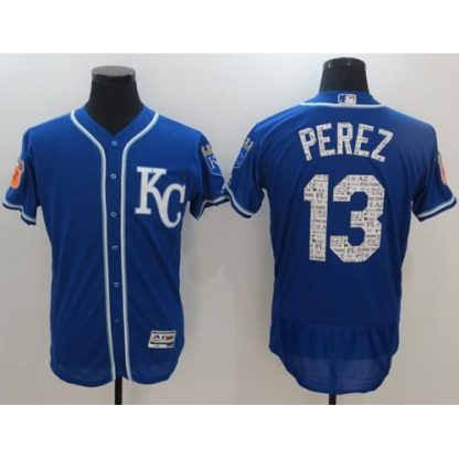Kansas City Royals #13 Salvador Perez Royal Blue 2017 Spring Training Authentic Flex Base Stitched MLB Jersey