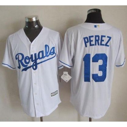 Kansas City Royals #13 Salvador Perez White New Cool Base Stitched MLB Jersey