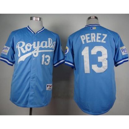 Kansas City Royals #13 Salvador Perez Light Blue 1985 Turn Back The Clock Stitched MLB Jersey