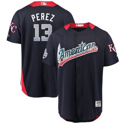 Kansas City Royals #13 Salvador Perez Navy Blue 2018 All-Star American League Stitched MLB Jersey