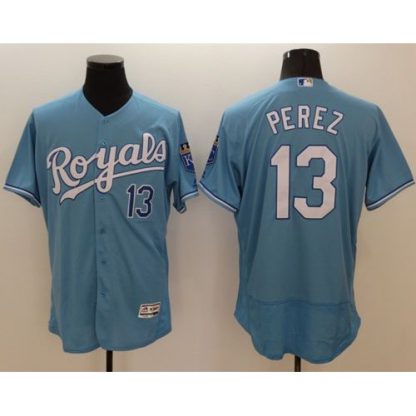 Kansas City Royals #13 Salvador Perez Light Blue Flexbase Authentic Collection Stitched MLB Jersey