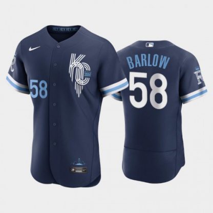 Kansas City Kansas City Royals #58 Scott Barlow Men's Nike Authentic 2022 City Connect Navy Jersey