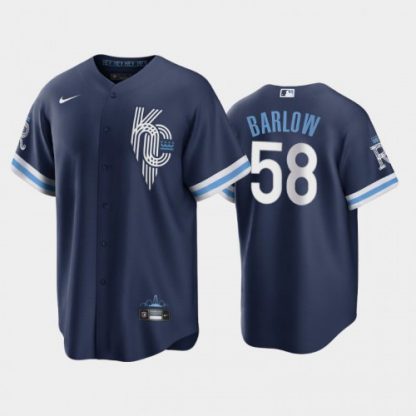 Kansas City Kansas City Royals #58 Scott Barlow Men's Nike Game Replica 2022 City Connect Navy Jersey