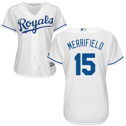 Kansas City Royals #15 Whit Merrifield White Home Women's Stitched MLB Jersey