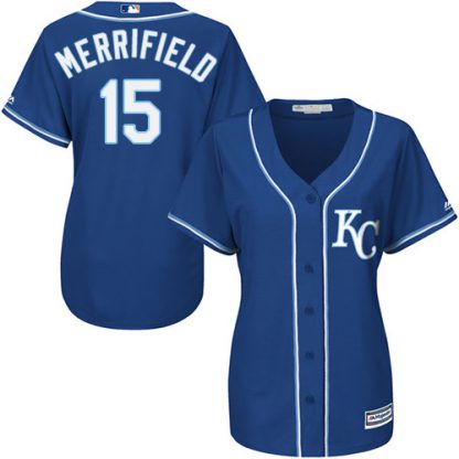 Kansas City Royals #15 Whit Merrifield Royal Blue Alternate Women's Stitched MLB Jersey
