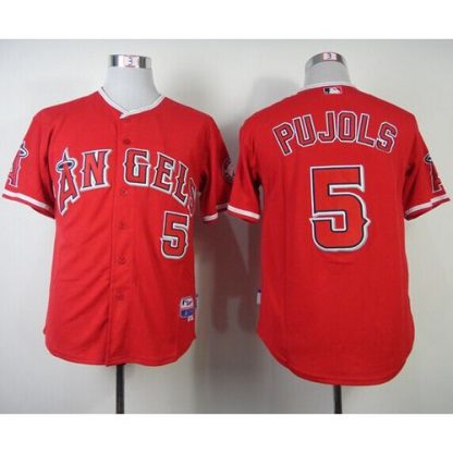 Los Angeles Angels of Anaheim #5 Albert Pujols Red Cool Base Stitched MLB Jersey