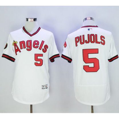 Los Angeles Angels of Anaheim #5 Albert Pujols White Flexbase Authentic Collection Cooperstown Stitched MLB Jersey