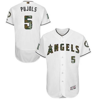 Los Angeles Angels of Anaheim #5 Albert Pujols White Flexbase Authentic Collection Memorial Day Stitched MLB Jersey