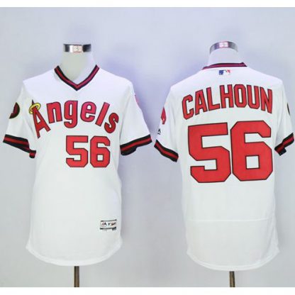Los Angeles Angels of Anaheim #56 Kole Calhoun White Flexbase Authentic Collection Cooperstown Stitched MLB Jersey