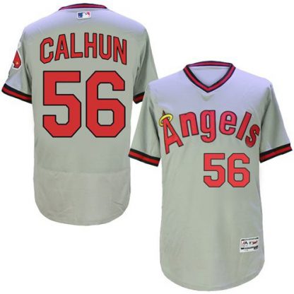Los Angeles Angels of Anaheim #56 Kole Calhoun Grey Flexbase Authentic Collection Cooperstown Stitched MLB Jersey