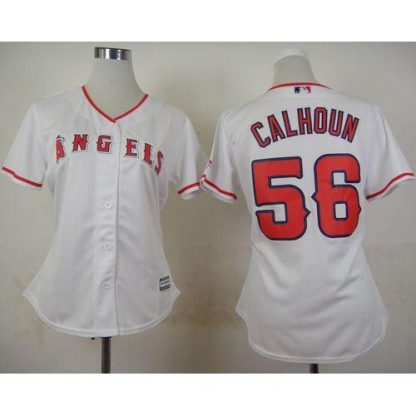 Los Angeles Angels #56 Kole Calhoun White Home Women's Stitched MLB Jersey