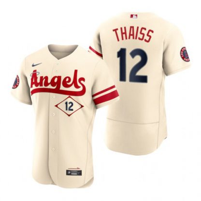 Los Angeles Los Angeles Angels #12 Matt Thaiss Cream Men's MLB Nike Authentic 2022 City Connect Jersey