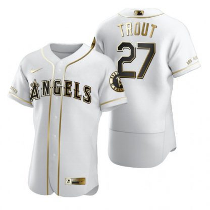 Los Angeles Los Angeles Angels #27 Mike Trout White Nike Men's Authentic Golden Edition MLB Jersey