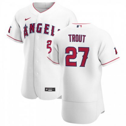 Los Angeles Los Angeles Angels #27 Mike Trout Men's Nike White Home 2020 Authentic Player MLB Jersey