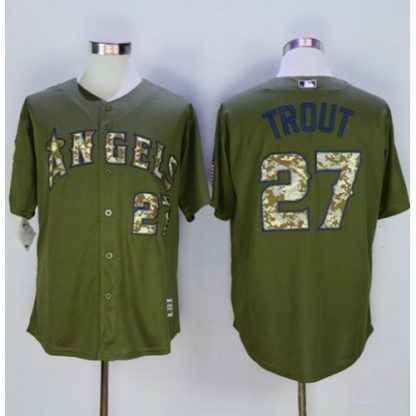 Los Angeles Angels of Anaheim #27 Mike Trout Green Camo New Cool Base Stitched MLB Jersey