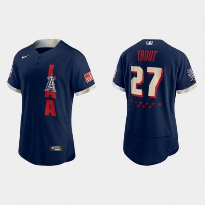 Los Angeles Los Angeles Angels #27 Mike Trout 2021 Mlb All Star Game Authentic Navy Jersey