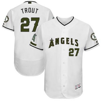 Los Angeles Angels of Anaheim #27 Mike Trout White Flexbase Authentic Collection Memorial Day Stitched MLB Jersey