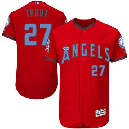 Los Angeles Angels of Anaheim #27 Mike Trout Red Flexbase Authentic Collection Father's Day Stitched MLB Jersey