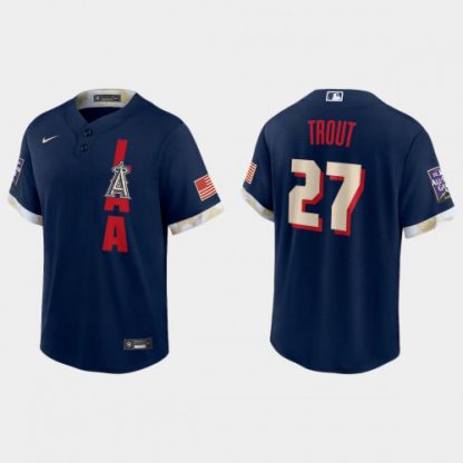 Los Angeles Los Angeles Angels #27 Mike Trout 2021 Mlb All Star Game Fan's Version Navy Jersey
