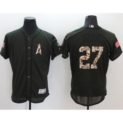 Los Angeles Angels of Anaheim #27 Mike Trout Green Flexbase Authentic Collection Salute to Service Stitched MLB Jersey