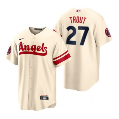 Los Angeles Los Angeles Angels #27 Mike Trout Cream Men's MLB Nike 2022 City Connect Game Jersey