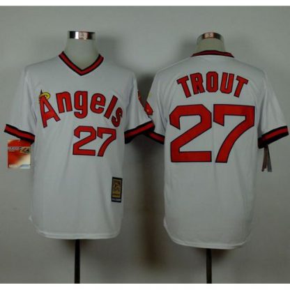Los Angeles Angels of Anaheim #27 Mike Trout White 1980 Turn Back The Clock Stitched MLB Jersey