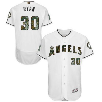 Los Angeles Angels of Anaheim #30 Nolan Ryan White Flexbase Authentic Collection Memorial Day Stitched MLB Jersey