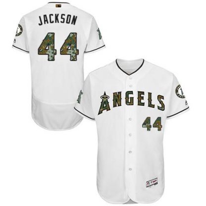 Los Angeles Angels of Anaheim #44 Reggie Jackson White Flexbase Authentic Collection Memorial Day Stitched MLB Jersey