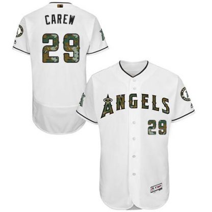 Los Angeles Angels of Anaheim #29 Rod Carew White Flexbase Authentic Collection Memorial Day Stitched MLB Jersey
