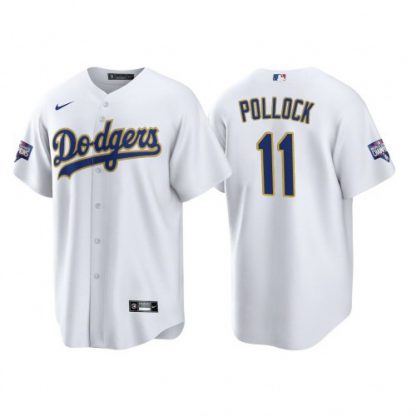 Los Angeles Los Angeles Dodgers #11 A.J. Pollock Men's Nike 2021 Gold Program World Series Champions MLB Jersey Whtie
